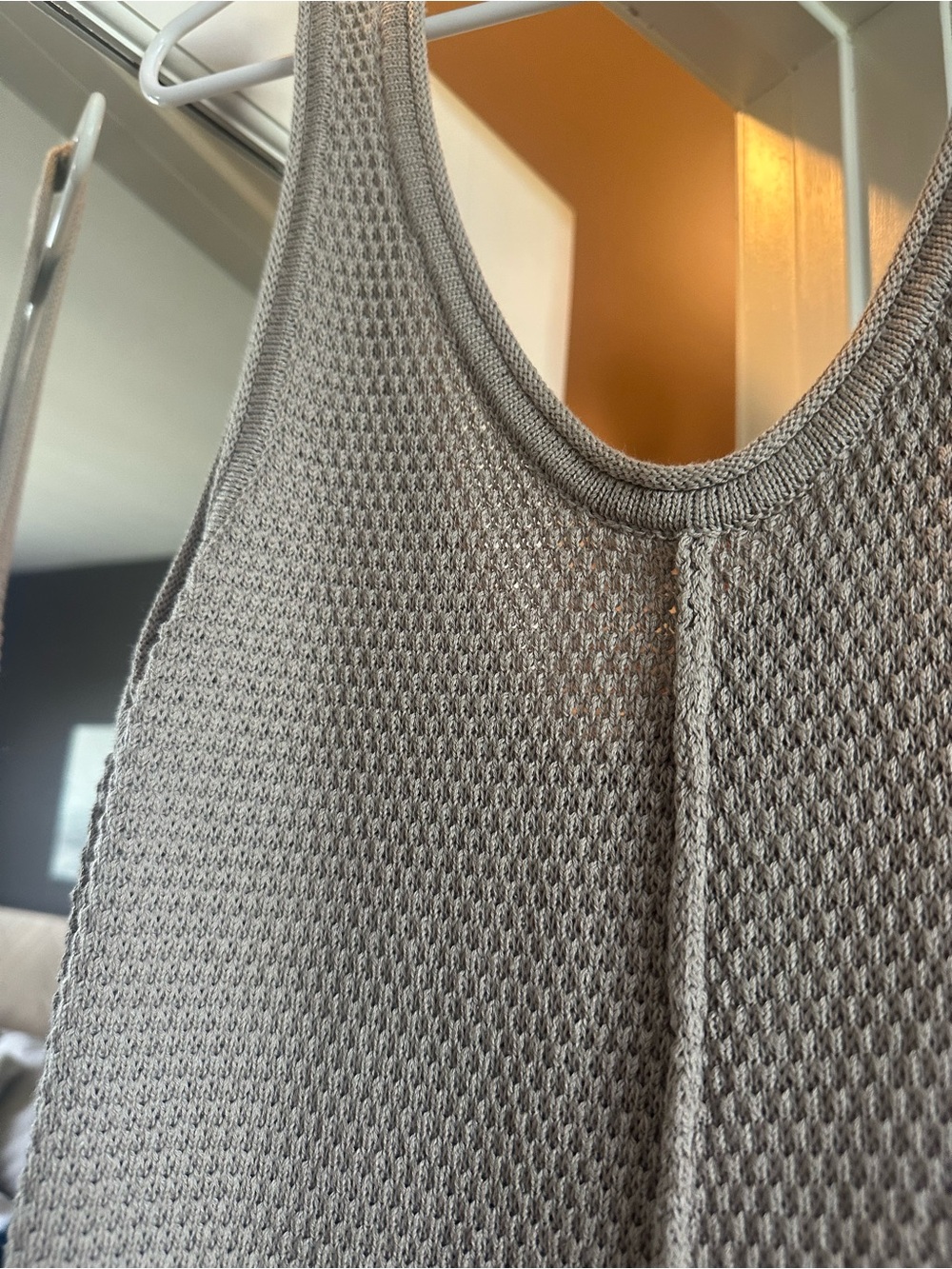 Vici Taupe Knit Tank Jumpsuit with Front Pockets - Picture 3 of 5